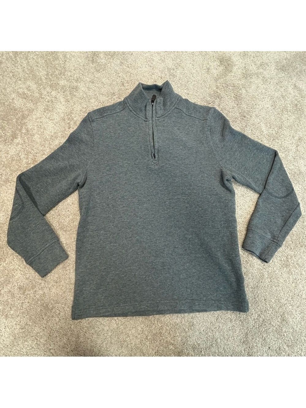 Black Brown 1826 gray quarter zip mock neck long sleeve sweater Sz S 100% cotton